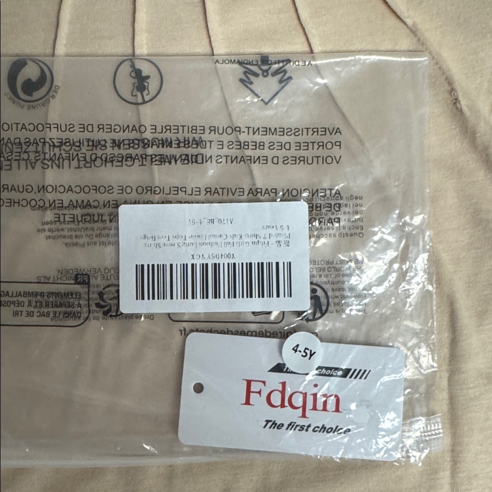 314 NWT Fdqin Girls Long Sleeve Pleated Crew Neck Smocked Cuff Top - Size: 4/5 - Picture 5 of 5